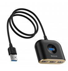 USB-хаб Baseus Square round 4 in 1 USB HUB Adapter(USB3.0 TO USB3.0*1+USB2.0*3) 1m Black (CAHUB-AY01)
