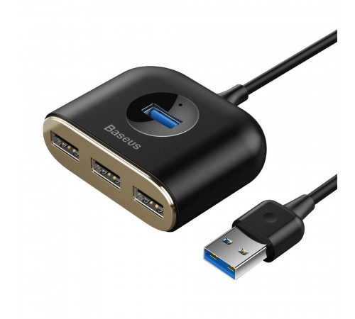 USB-хаб Baseus Square round 4 in 1 USB HUB Adapter(USB3.0 TO USB3.0*1+USB2.0*3) 1m Black (CAHUB-AY01)