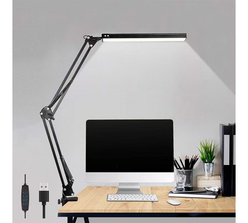 Настільна лампа на струбцині 3000-6500К від USB (3 режими світіння)