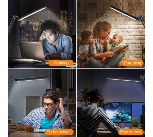 Настільна лампа на струбцині 3000-6500К від USB (3 режими світіння)