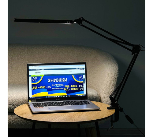 Настільна лампа на струбцині 3000-6500К від USB (3 режими світіння)
