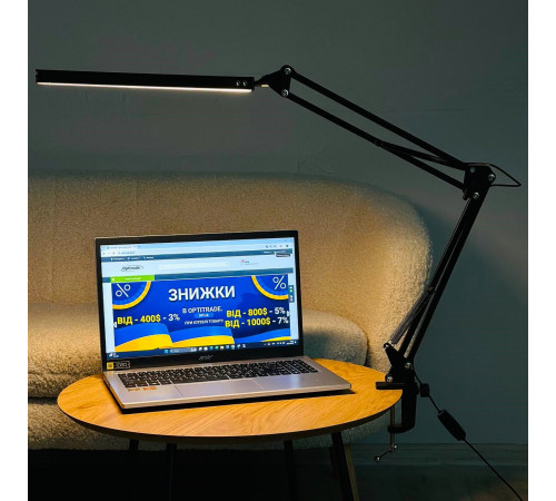 Настільна лампа на струбцині 3000-6500К від USB (3 режими світіння)