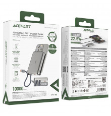 УМБ Power Bank AceFast M18 10000mAh PD20W (22.5W) з бездротовою зарядкою (with cable Type-C)