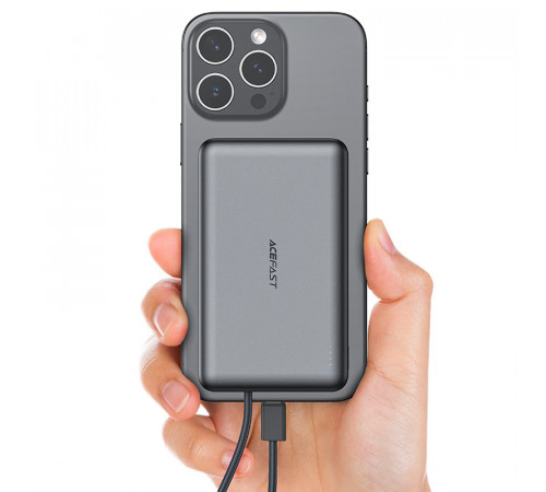 УМБ Power Bank AceFast M18 10000mAh PD20W (22.5W) з бездротовою зарядкою (with cable Type-C)
