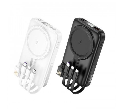 УМБ Power Bank Hoco J135 Rico 10000mAh 22.5W+PD20W з підставкою та бездротовою зарядкою 15W (with cable Type-C+Micro+Lightning+USB)