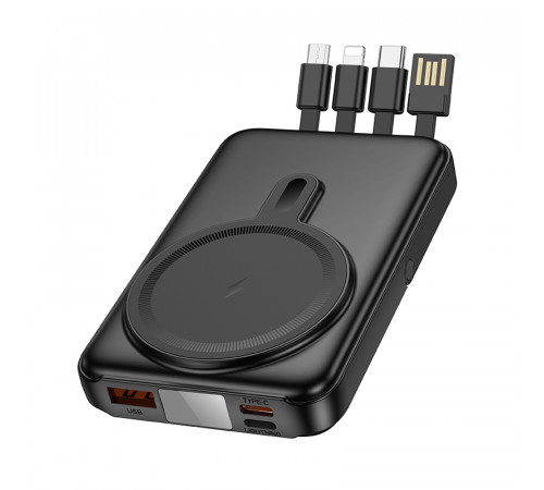 УМБ Power Bank Hoco J135 Rico 10000mAh 22.5W+PD20W з підставкою та бездротовою зарядкою 15W (with cable Type-C+Micro+Lightning+USB)