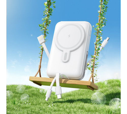 УМБ Power Bank Hoco J135 Rico 10000mAh 22.5W+PD20W з підставкою та бездротовою зарядкою 15W (with cable Type-C+Micro+Lightning+USB)