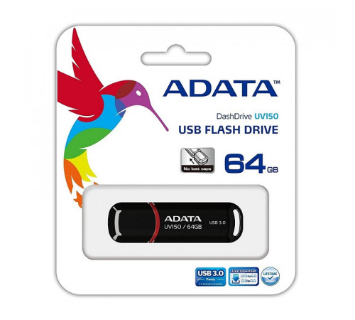 Флеш-накопичувач ADATA USB 3.2 AUV 150 64Gb Black (AUV150-64G-RBK)