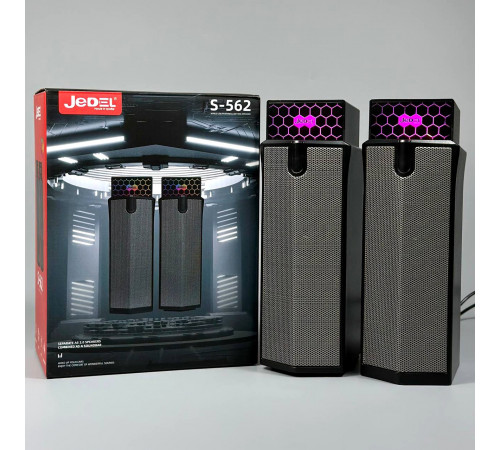 Колонка комп'ютерна Jedel S562 з RGB підсвічуванням (USB+3.5mm) (20,5*10,0*7,0 см)