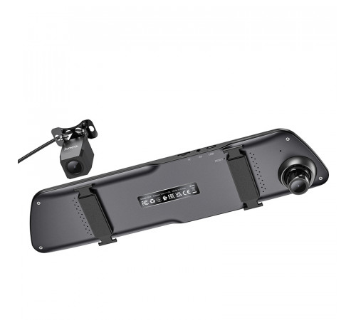 Відеореєстратор HOCO DV4 4.5-inch rearview mirror driving recorder(dual-channel) Black (6942007616782)