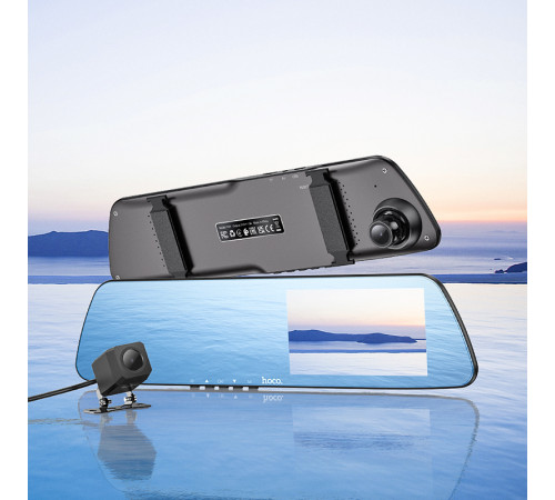 Відеореєстратор HOCO DV4 4.5-inch rearview mirror driving recorder(dual-channel) Black (6942007616782)