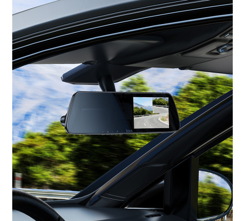 Відеореєстратор HOCO DV4 4.5-inch rearview mirror driving recorder(dual-channel) Black (6942007616782)