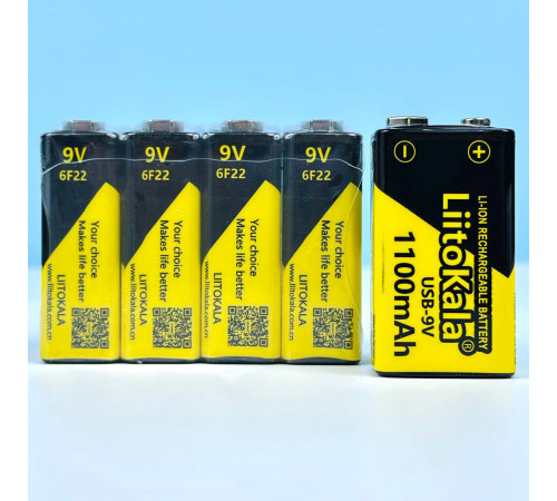 Акумулятор LiitoKala Крона USB-9V, 1100mAh
