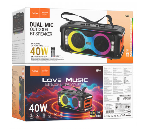 УЦІНКА Портативна колонка Hoco HA9 Kayman з 2-ма мікрофонами (58,8*26,28*27,65 см) (розбитий корпус)