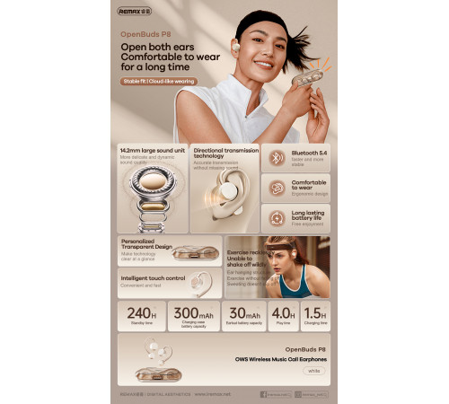 Бездротові навушники Remax P8 OpenBuds