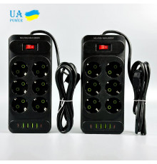 Мережевий подовжувач UA Power F33U 4USB+2Type-C 3.1A 6 розеток 6m
