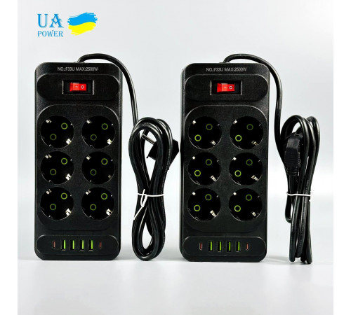 Мережевий подовжувач UA Power F33U 4USB+2Type-C 3.1A 6 розеток 6m