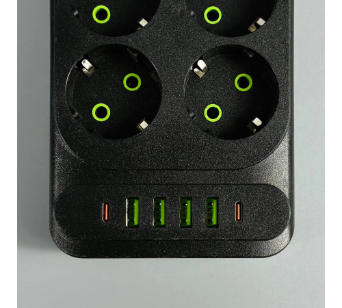 Мережевий подовжувач UA Power F33U 4USB+2Type-C 3.1A 6 розеток 2m