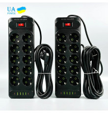 Мережевий подовжувач UA Power F35U 4USB+2Type-C 3.1A 10 розеток 4m