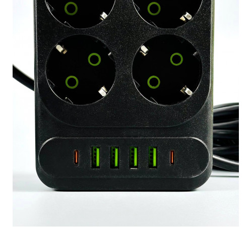 Мережевий подовжувач UA Power F35U 4USB+2Type-C 3.1A 10 розеток 2m