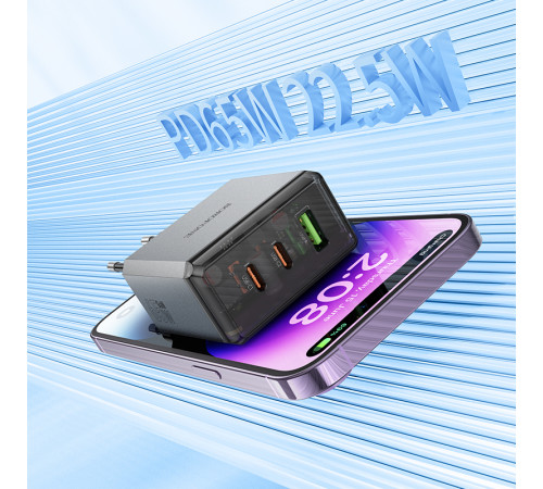 Мережевий зарядний пристрій Borofone BN22 Lena GaN PD65W+22.5W