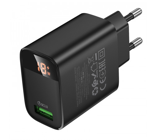 Мережевий зарядний пристрій Borofone BA95A Ilustre QC3.0 LED display