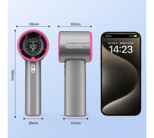 Вентилятор Turbo S001 з цифровим дисплеєм (з вбуд. акум.) (16,0см)