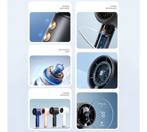 Вентилятор Turbo N68 з цифровим дисплеєм (з вбуд. акум.) (15,0см)