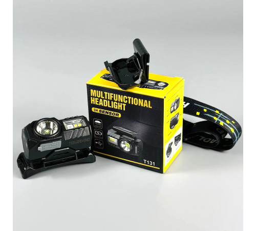 Ліхтар налобний T131 XPE+3SMD Red, Green, Blue, UV light (Motion Sensor, Li-Ion акумулятор, магніт, кліпса, Type-C)