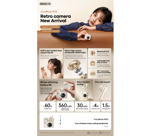Бездротові навушники Remax W33 CozyBuds