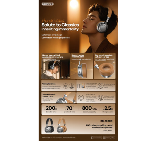 Навушники Remax RB-980HB ANC