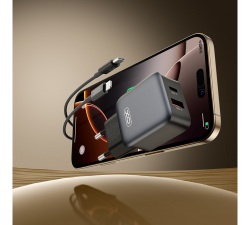 Мережевий зарядний пристрій XO L156 GaN PD30W+QC3.0