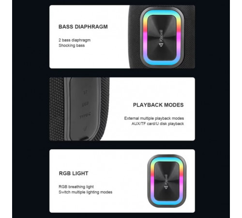 УЦІНКА Портативна колонка Kisonli Q25 RGB 1800mAh (10,8*10,8*13,2 см) (під ремонт)