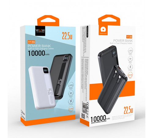 УМБ Power Bank WUW Y139 10000mAh PD22.5W (with cable Type-C+Lightning)