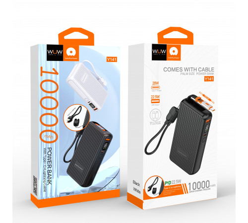 УМБ Power Bank WUW Y141 10000mAh PD22.5W (with cable Type-C+Type-C to Lightning)