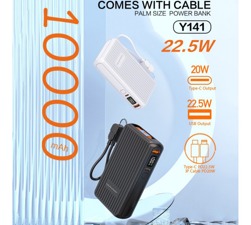 УМБ Power Bank WUW Y141 10000mAh PD22.5W (with cable Type-C+Type-C to Lightning)