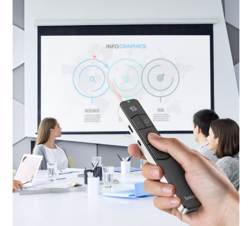 Пульт для презентацій Hoco GM202 Smart Bluetooth 2.4 GHz (червоне світло) (лазерна указка презентер)