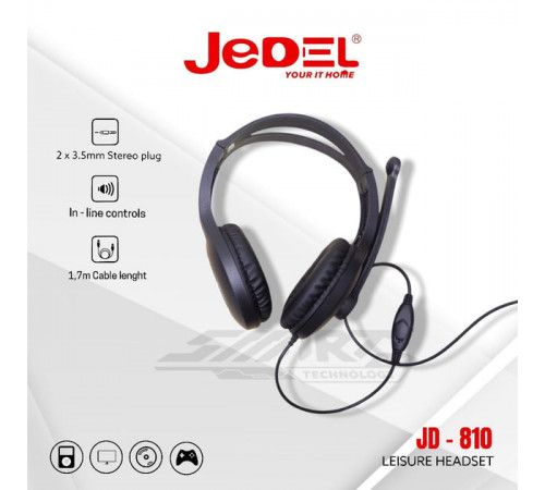 Навушники комп'ютерні дротові Jedel JD-810 з мікрофоном (1.7m)