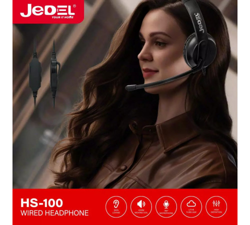 Навушники комп'ютерні дротові Jedel HS100 з мікрофоном (1.7m)