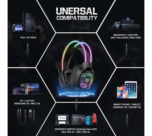 Навушники комп'ютерні Onikuma X22 RGB з мікрофоном