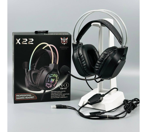 Навушники комп'ютерні Onikuma X22 RGB з мікрофоном