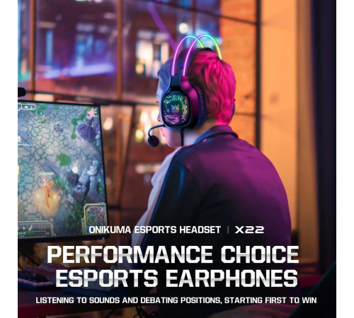 Навушники комп'ютерні Onikuma X22 RGB з мікрофоном