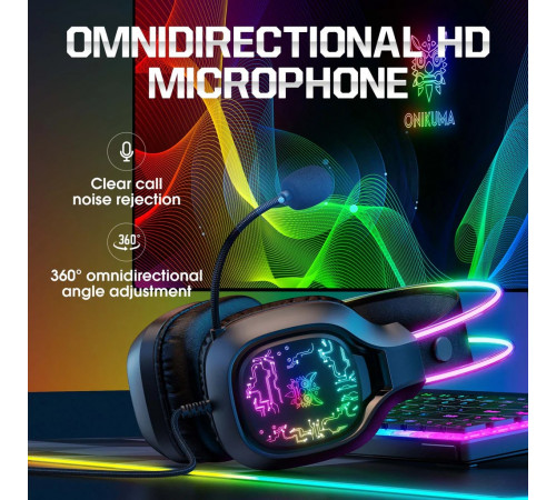 Навушники комп'ютерні Onikuma X22 RGB з мікрофоном
