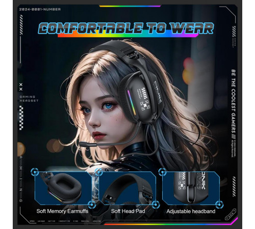 Навушники комп'ютерні Onikuma X12 RGB з мікрофоном