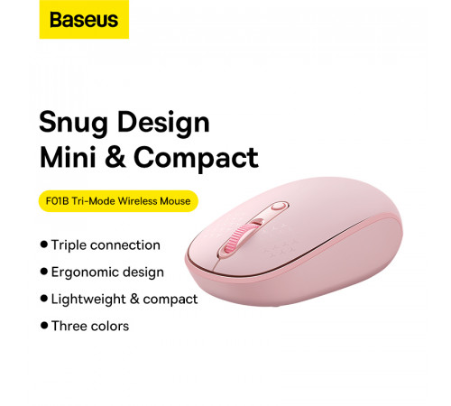 Маніпулятор миша бездротова Baseus F01B Tri-Mode Wireless Mouse Baby Pink (B01055503413-00)