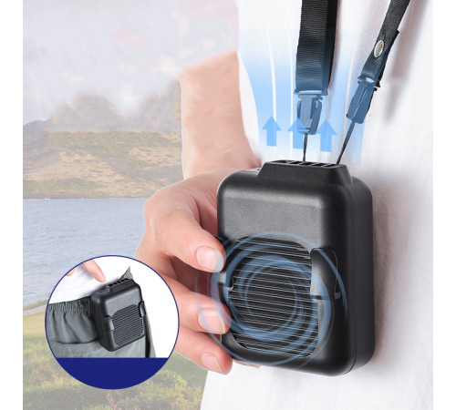 Вентилятор Multifunctional Mini 3 in1 з кріпленням на пояс, підвісний, настільний, + Power bank (з вбуд. акум.) (11cm)