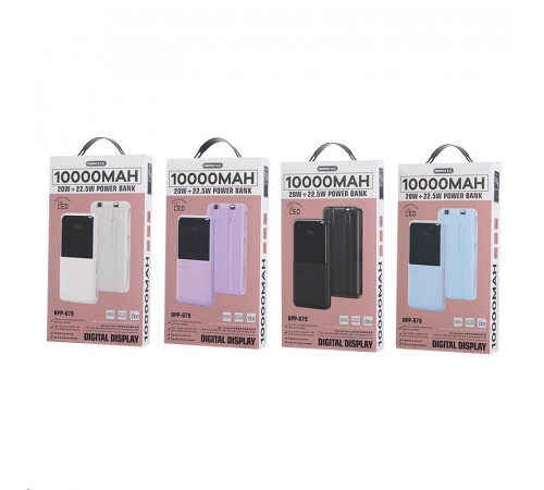 УМБ Power Bank Remax RPP-679 Cynlle 10000mAh PD20W+Q.C22.5W (with cable Type-C+Lightning)
