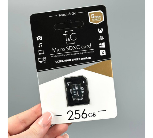 Карта пам'яті T&G 256Gb (UHS-3) 10 Class (з адаптером SD)
