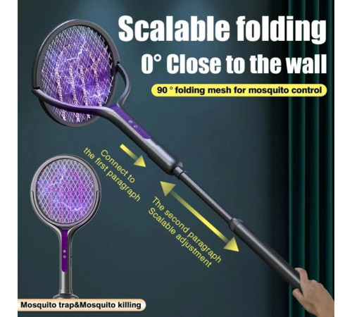 Мухобійка-ракетка ML-308 1200 mAh пастка від комах 44-106см (з телескопічною трубкою) (з вбуд. акум.)