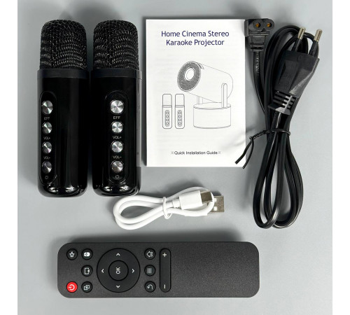 Проектор SU YOSD HY 300Pro + 2 мікрофона Karaoke (260 Ansi, Android 11, Bluetooth + WiFi, 1080P)